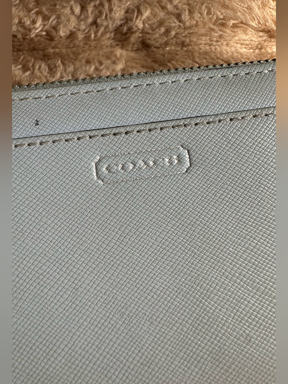 Coach Light Blue Zip-Around Saffiano Leather Wallet - Picture 2 of 5
